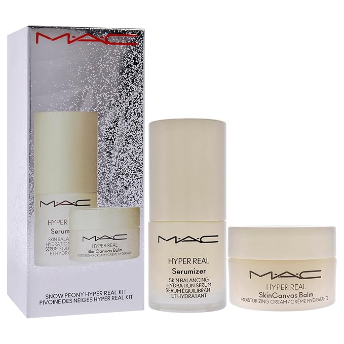 Bizzare Blizzard Snow Peony Hyper Real Kit by MAC for Women - 2 Pc 0.5oz Hyper Real Serum, 0.5oz Hyper Real Cream-VivaGrace Women