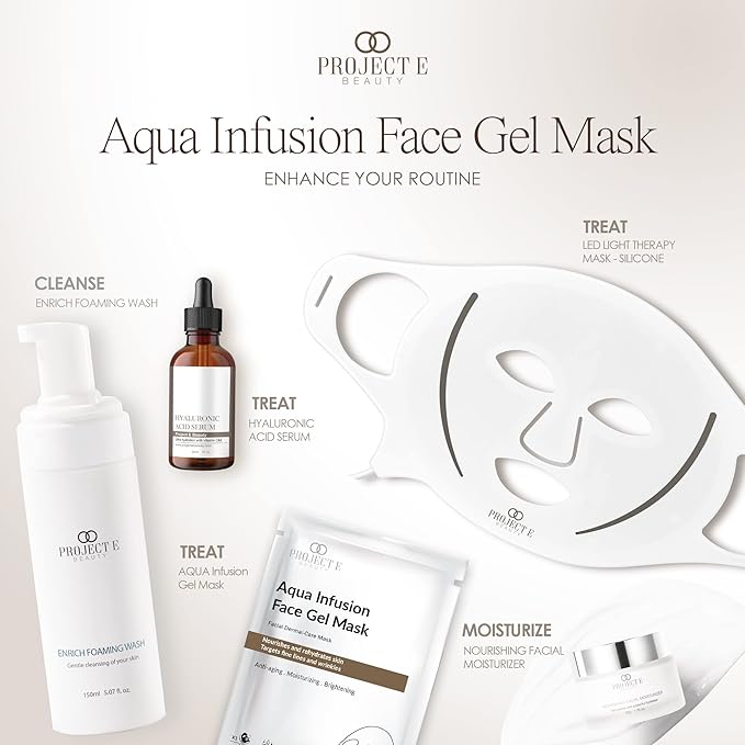 Project E Beauty Aqua Infusion Face Gel Mask Moisturizing, Hydrating & Anti-Aging | Removes Fine Lines | Brightening Collagen Face Mask | Skincare Routine | Hydrogel Sheet Masks | 5 Pack-VivaGrace Women