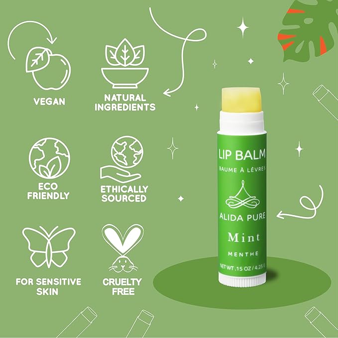 Mint Lip Balm Collection, Vegan Lip Balm Set, Beeswax Free, with Avocado Oil, Organic Jojoba Oil, and Vitamin E, Natural Moisturizer for Dry, Chapped Lips, 3 Tube Set-VivaGrace Women