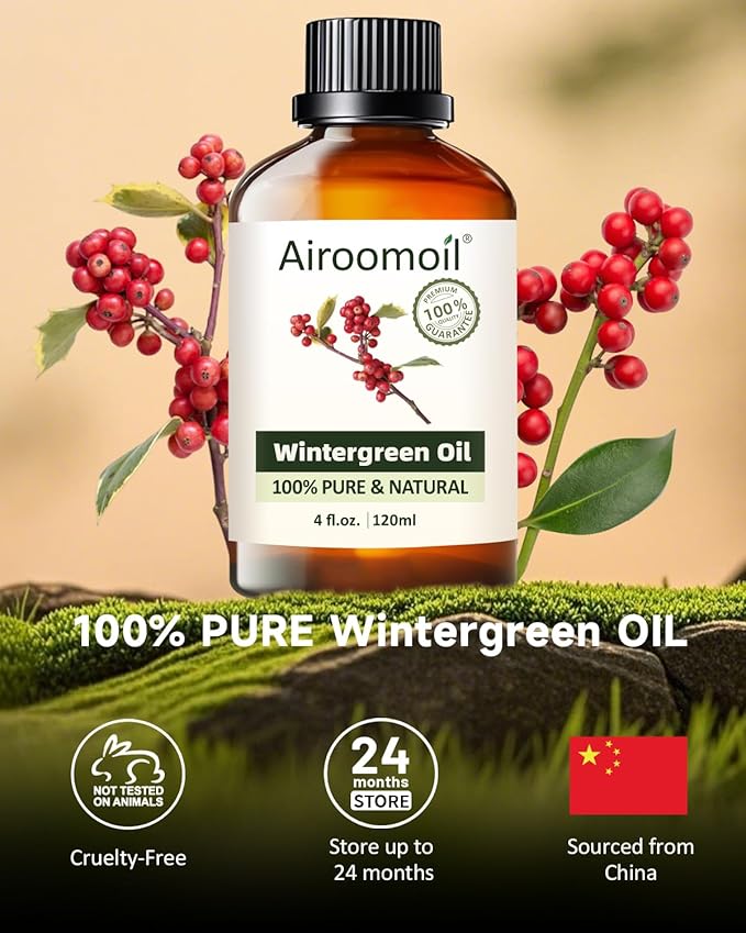 Pure Wintergreen Essential Oil, 100% Pure Natural Wintergreen Essential Oil, Premium Grade Essential Oils for Diffusers for Home, Skin, Care Massage, Soap Make, Aromatherapy, 4 Fl Oz | 120ml-VivaGrace Women