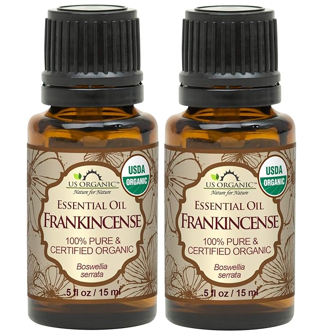 US Organic 100% Pure Frankincense Essential Oil, USDA Certified Organic, Steam Distilled, Boswellia serrata, Origin India, Use Topically or in Diffuser (15 ml, Value 2Pack)-VivaGrace Women