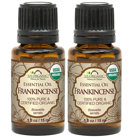 US Organic 100% Pure Frankincense Essential Oil, USDA Certified Organic, Steam Distilled, Boswellia serrata, Origin India, Use Topically or in Diffuser (15 ml, Value 2Pack)-VivaGrace Women