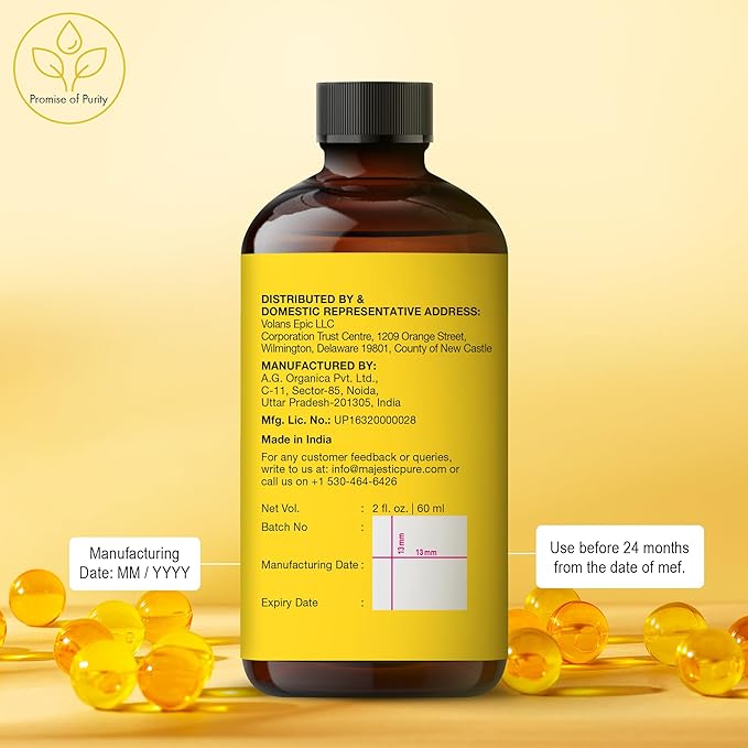 Majestic Pure Vitamin E Oil - 100% Pure & Natural, 70,000 IU | Premium Grade, Cold-Pressed and Tocopherol to Repair Dry, Damaged Skin | Moisturizing Skin, Hair and Scalp 2 Fl Oz-VivaGrace Women