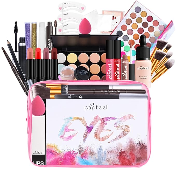 Multi-purpose Makeup Kit All-in-One Makeup Gift Set Colours Mix Eyeshadow Concealer Lip Gloss Pressed Powder and Powder Blusher Cosmetic Makeup Palette Set Kit #092-VivaGrace Women