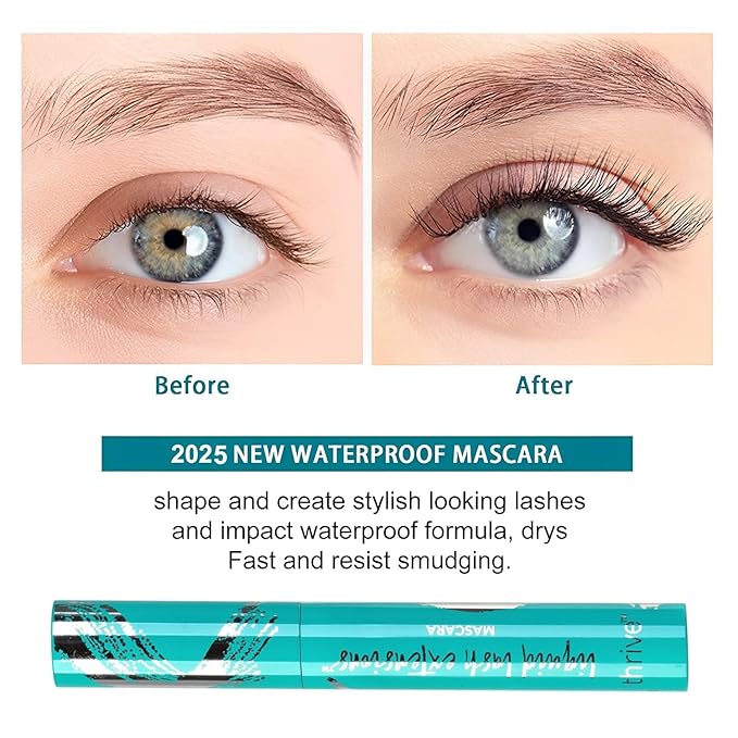 Blackthrives Mascara Liquid Lash Extensions Cosmetics, Premium Waterproof Smudge-Proof Natural No Clumping Thick and Volumising & Lengthening Lasting All Day (Rich Black）