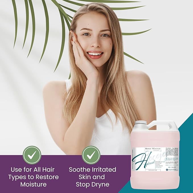 Dr Joe Lab White Rose Water Hydrosol - Natural Distilled Bulgarian Non-GMO Vegan Hydrating Toning Spray Mist Face Hair Skin Pores Locs Dreads - Packaging May Vary (1 Gallon)-VivaGrace Women