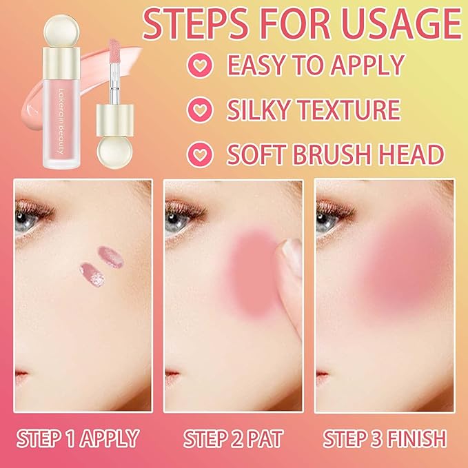 Liquid Blush,Natural Soft Cream Face Blush Matte Cheek Tint,Lightweight,Moisturizing,Waterproof,Long Lasting Face Blush Stick(1#)-VivaGrace Women
