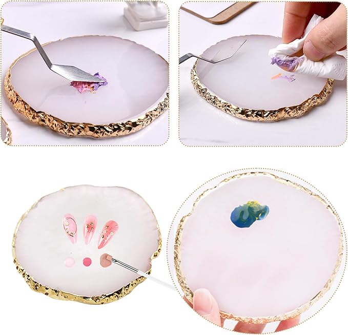 22 Pack Resin Art Palette, Makeup Mixing Palette, Gold Edge Nail Art Tool Gel Design Nail Art Makeup Mixing Tray DIY-VivaGrace Women