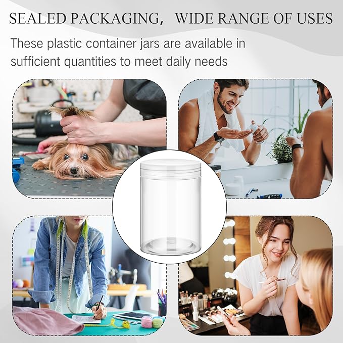 SATINIOR 24 Pieces Empty Clear Plastic Jars with Lids Round Storage Containers Wide Mouth for Beauty Product Cosmetic Cream Lotion Liquid Butter Craft and Food(Clear Lid,10 oz)-VivaGrace Women