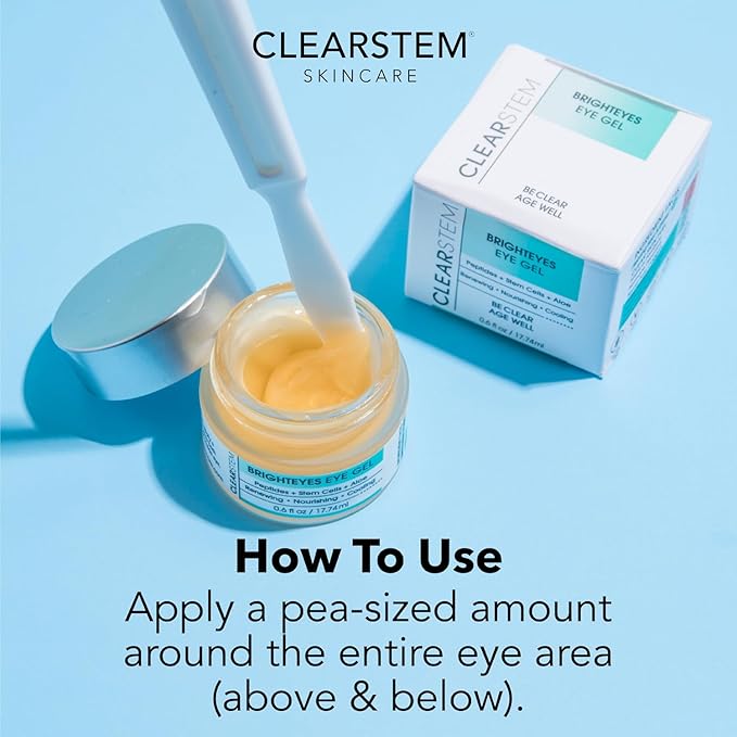 CLEARstem - BRIGHTEYES - Nourishing Anti-Aging Eye Gel - For Puffy Eyes, Crow's Feet, & Dark Circles - Made with Collagen, Stem Cells, Peptides & Aloe Vera - Vegan - Gluten Free - Men & Women - 0.6 oz-VivaGrace Women