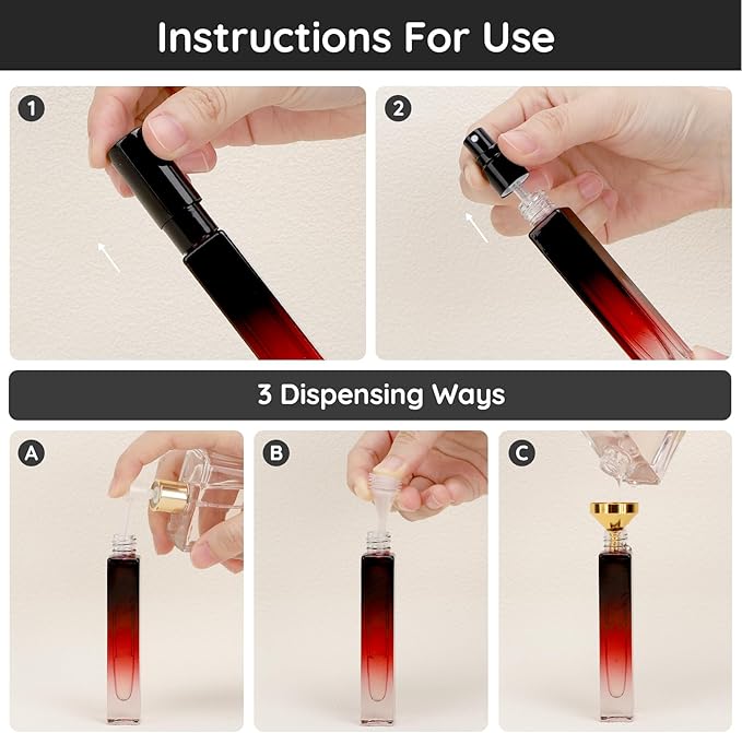 Segbeauty 5 Packs Perfume Bottles Empty, 10ML Refillable Portable Cologne Sprayer, Glass Spray Bottles for Dispensing Liquid Cosmetic, Mini Travel Size Perfume Atomizer Sample Container for Frangrance-VivaGrace Women