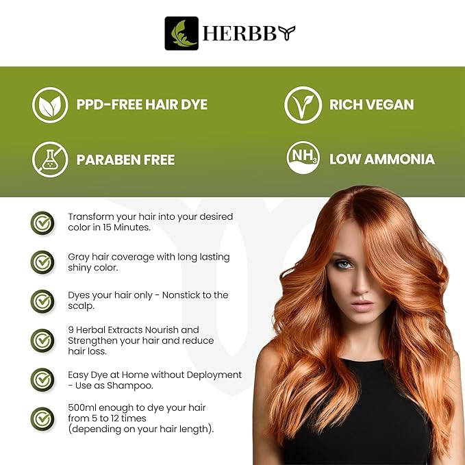 Hair Color Shampoo for Gray Hair Coverage&Color Transform with 9 Herbal Extracts –Long Lasting(6-8 Weeks),Shiny,Evenly Colored,Instant Hair Dye Shampoo&Conditioner,500 Ml (GINGER CARAMEL COLOR)-VivaGrace Women