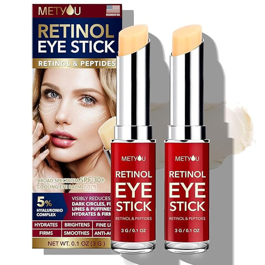 Retinol Under Eye Brightener Stick, Dark Circles Under Eye Treatment for Women with 5% Hyaluronic Acid Complex - Anti Aging Eye Cream for Puffiness and Bags Hydrates, Firms and Brightens Eyes 0.1oz(3g) 2 pack-VivaGrace Women