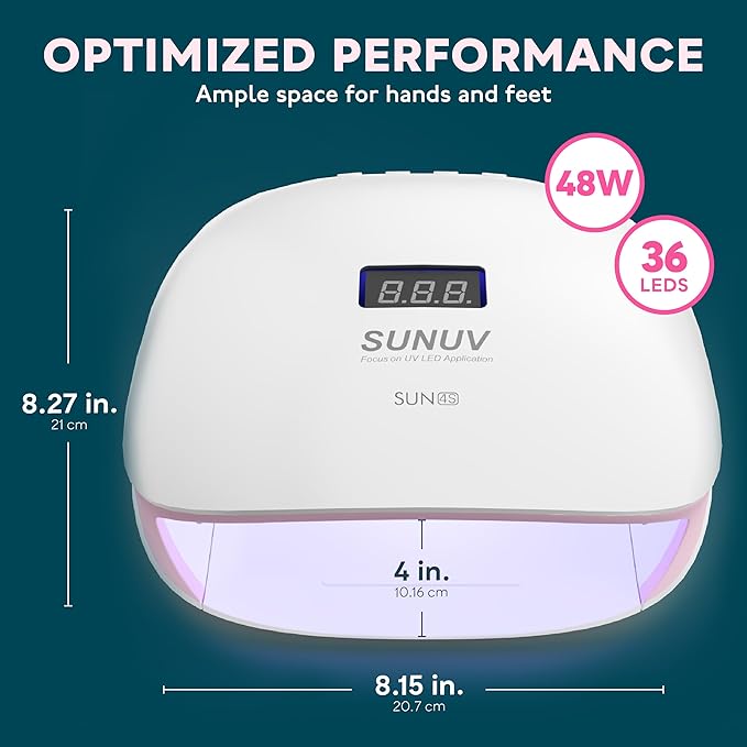 SUNUV LED UV Nail Light, UV Lamp for Gel Nails Polish with 4 Timer Settings, LCD Display Removable Base, SUN4S Pink-VivaGrace Women