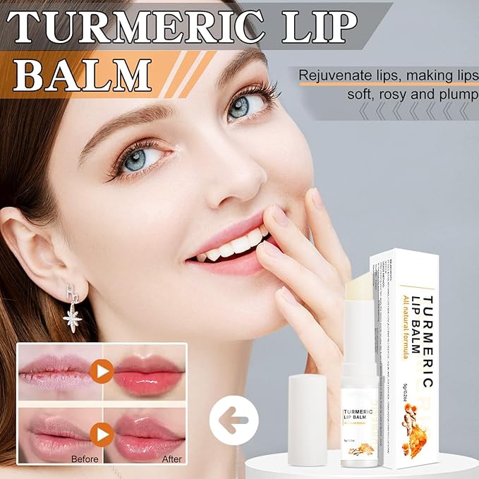Organic Turmeric Lip Balm All-Day Moisturizing, Balancing, Soothing for Dry Lips Lip Balm With Turmeric Root Natural Ingredients Even Lip Tone 5g-VivaGrace Women