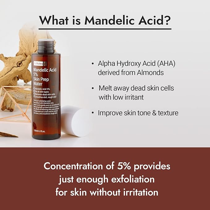 BY WISHTREND Mandelic Acid 5% Skin prep Water, Gentle Skin Renewal, Korean Exfoliator, Aha Bha Toner, for Sensitive Skin, Helping clogged pores, Glow up (4.1 Fl Oz (Pack of 1))-VivaGrace Women