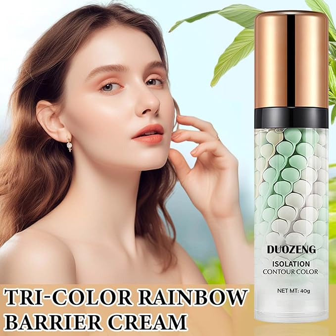 1 Pcs One Step Color Corrector,Natural Isolation Cream,Face Primer Makeup Tricolor Moisturizer,Oil Control & Moisturizing Skin Tone Correcting Primer Concealer Foundation Set B-VivaGrace Women