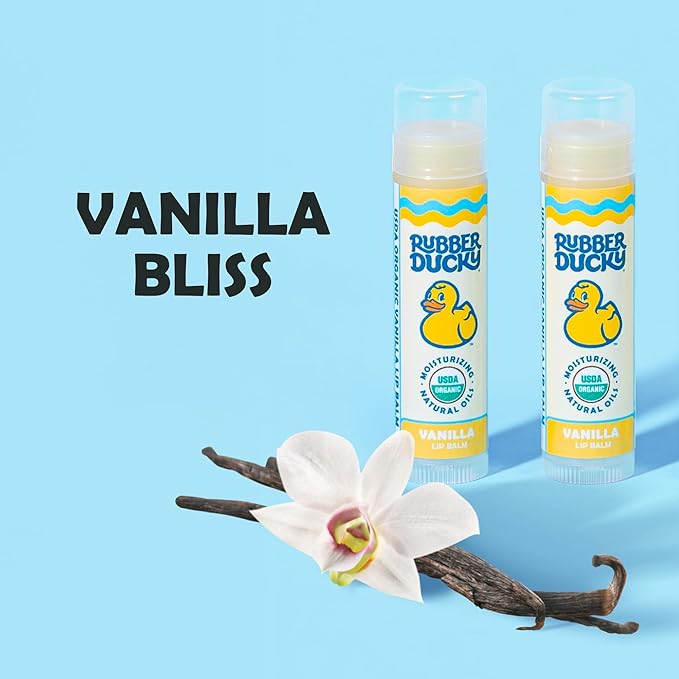 Rubber Ducky Sunscreen - Organic Lip Balm for Women, All Natural Lip Balm Stick with Vitamin E - Moisturizing & Hydrating Lip Balm for Dry Lips - Untinted and Non-Toxic Lip Care - Vanilla, 3 Pack-VivaGrace Women
