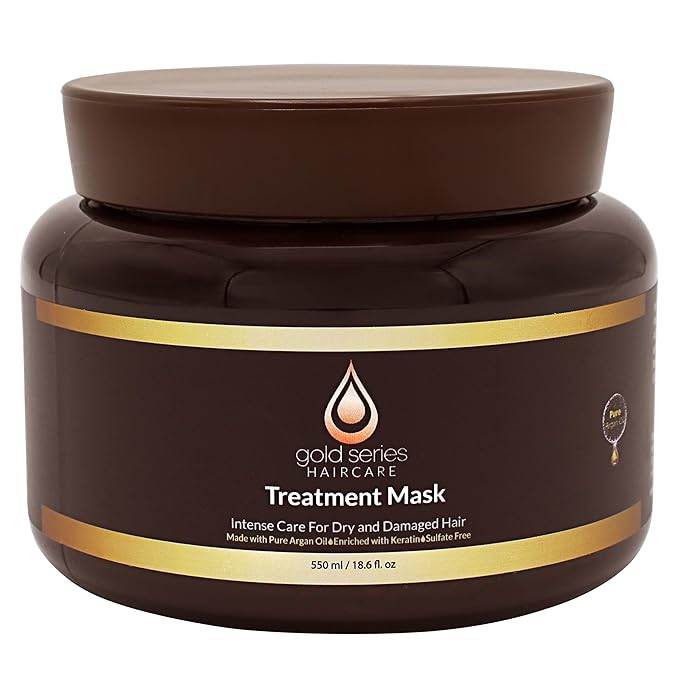 Gold Series Treatment Mask – Deep Hydrating Argan Oil Hair Mask for Dry Damaged, Color Treated and Curly Hair Enriched with Keratin – Sulfate Free Natural Hair Repair Treatment, 18.6oz-VivaGrace Women