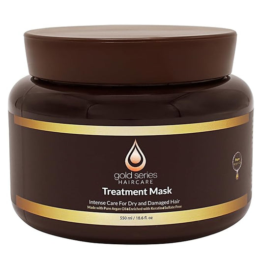 Gold Series Treatment Mask – Deep Hydrating Argan Oil Hair Mask for Dry Damaged, Color Treated and Curly Hair Enriched with Keratin – Sulfate Free Natural Hair Repair Treatment, 18.6oz-VivaGrace Women