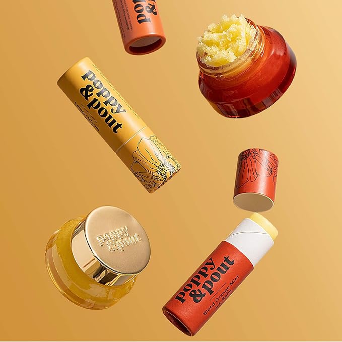 Poppy & Pout Blood Orange Mint Jumbo Lip Balm | All Natural Lip Balms & Moisturizers | Hydrates with Beeswax, Vitamin E, Organic Coconut Oil | Cruelty-Free | Lip Balm in Recyclable Cardboard Tube-VivaGrace Women