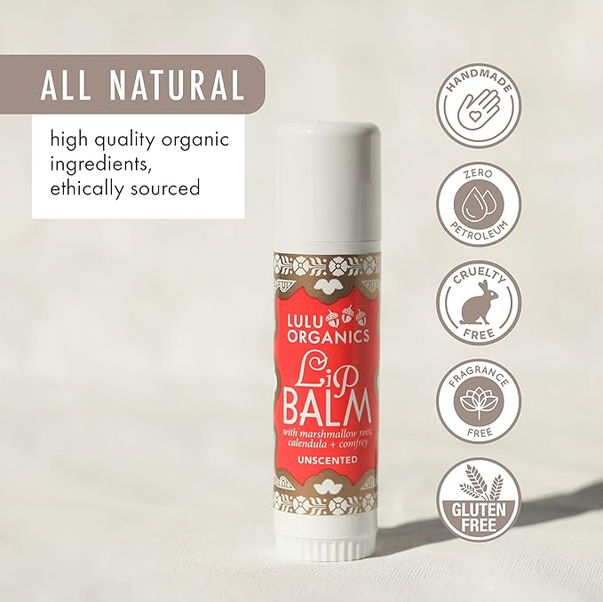 Natural Lip Balm, Nourishing and Moisturizing Premium Lip Care, Handmade Hydrating Lip Balm, Lip Treatment for Dry and Cracked Lips, Repairing and Fragrance Free, Unscented - 0.5oz-VivaGrace Women