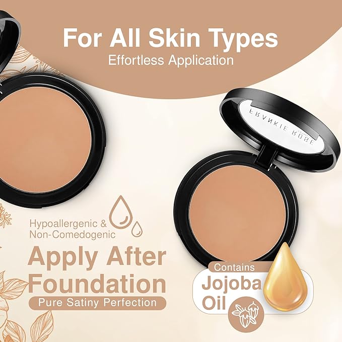 Frankie Rose Cosmetics Powder Foundation – Full Coverage Face Powder For Pores & Imperfections, Evens Out Skin Tone & Shine-Control | 58 Grams (Spice)-VivaGrace Women