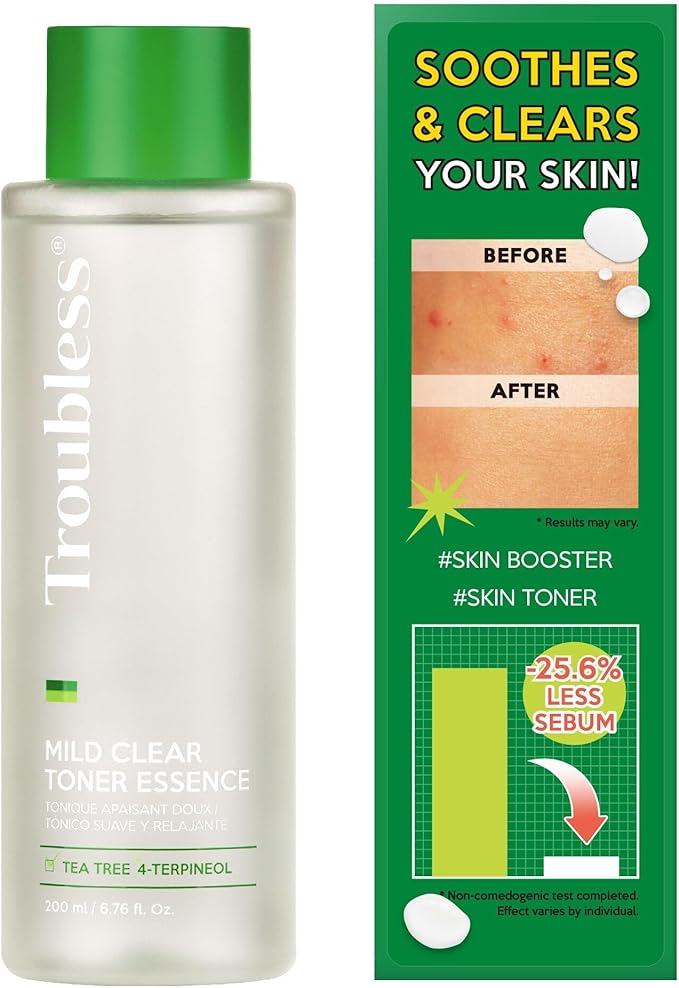 Troubless Mild Clear Toner Essence - Tea Tree Facial Toner for All Skin Types | Hydrating Skin Toner, Daily Skin Care (6.76 fl oz)-VivaGrace Women