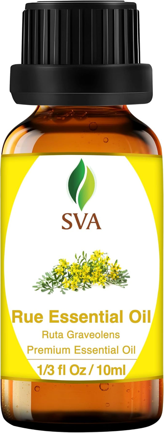 SVA Rue Essential Oil – 1/3 Fl Oz – 100% Natural Rue Oil - for Diffuser, Hair Care, Face, Skin Care, Aromatherapy, Scalp and Body Massage, Soap and Candle Making-VivaGrace Women