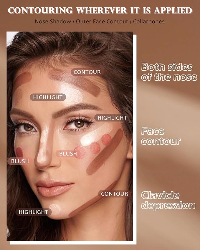 Face Bronzer Contour Blush Powder Palette-2 in 1 Cruelty-Free Buildable Facial Cheek Shimmer Blusher Contour Bronzing Pressed Powder,Blendable Makeup Palette,Thanksgiving Gift Set for Women-02-VivaGrace Women