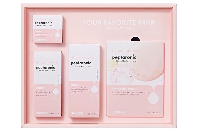 SNP PREP Skincare Set | 4-in-1 Korean Skin Care Set | Peptaronic Complete Skin Care Set | Includes Facial Toner, Cream, Face Serum, and Ampoule Sheet Face Masks | Skin Care Gift Set | 10 Sheets-VivaGrace Women