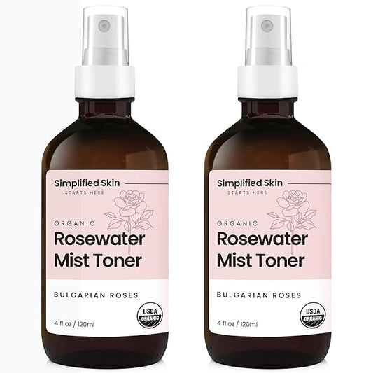 Rose Water Spray for Face & Hair - Organic USDA Certified Rosewater Facial Toner - Alcohol-Free Makeup Setting Hydrating Face Mist - Anti-Aging Toner Spray - 2 Pack-VivaGrace Women