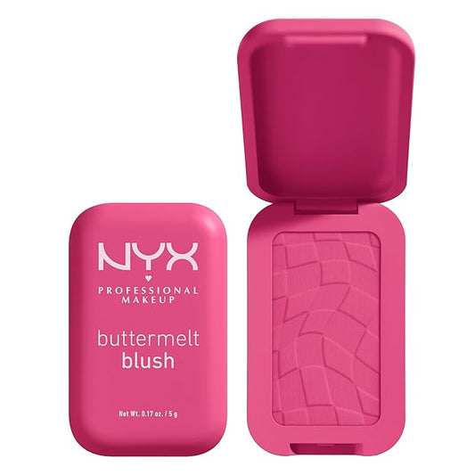 NYX PROFESSIONAL MAKEUP Buttermelt Powder Blush, Fade and Transfer-Resistant Blush, Up to 12HR Make Up Wear, Vegan Formula - Butta With Time-VivaGrace Women