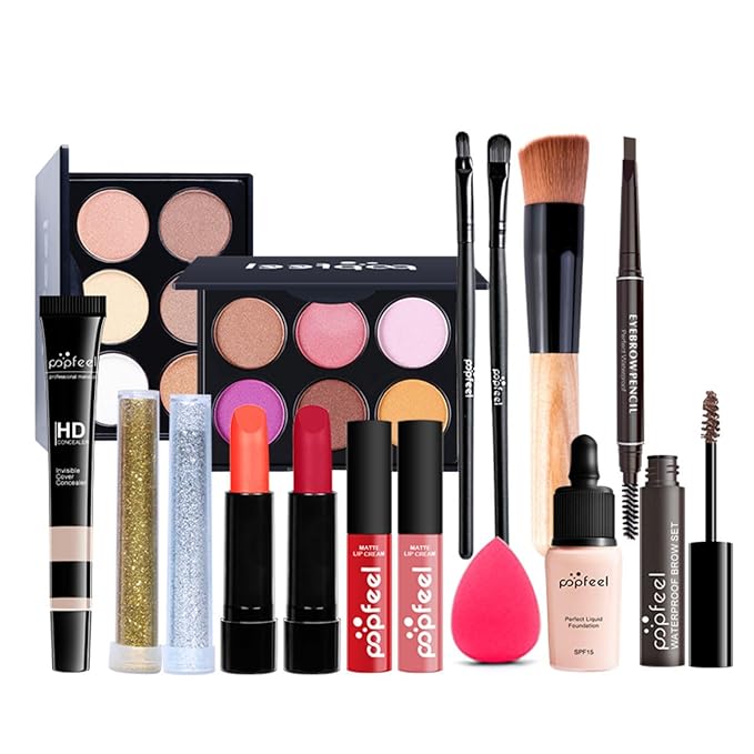 All-in-one Makeup Set Holiday Gift | Full Makeup Kit for Women Essential Starter Bundle Include Eyeshadow Palette Lipstick Blush Cream Concealer Face Powder Eyeliner Mascara Lipgloss Brush-VivaGrace Women