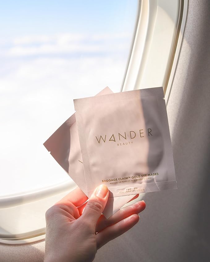 Wander Beauty Baggage Claim - Rose Gold & Gold Foil Under Eye Patches For Dark Circles and Puffiness - Under Eye Mask Depuffs & Firms - Brightening Eye Mask for Under Eye Bags (2 Pack)