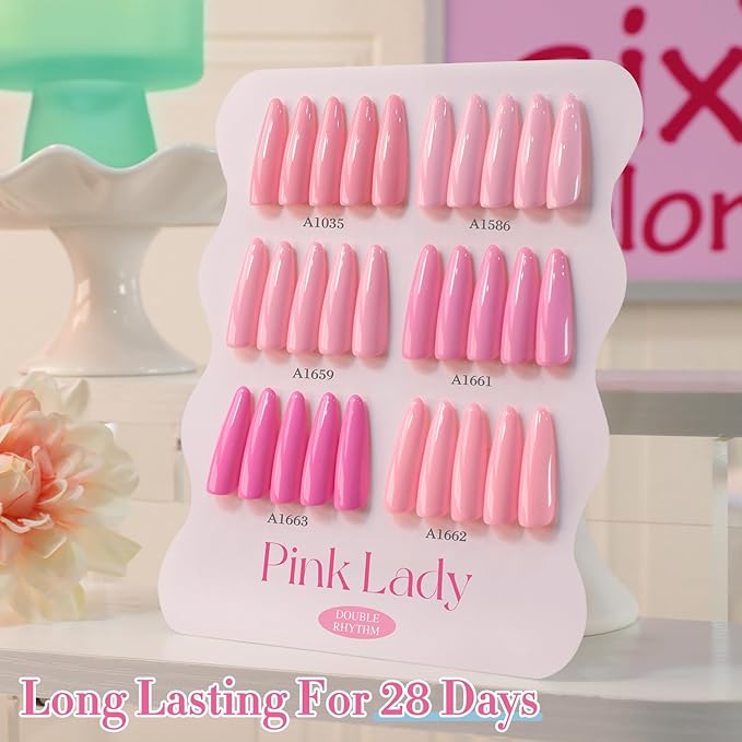 Double Rhythm 6 Pcs 15 ML Gel Polish Set Same Color Same Bottle Soak Off Gel Polish Kit Nail Art Manicure Salon DIY at Home for Women (Neutral Skin Pink Nude Beige -T6-53)-VivaGrace Women