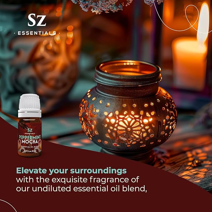 Peppermint Mocha Premium Essential Oil for Diffuser 100% Pure Essential Undiluted Oil - Extracted from Peppermint, Coffee, Cocoa with Vanilla Overtones - Plant Based - 0.17 Fl Oz (5ml)-VivaGrace Women