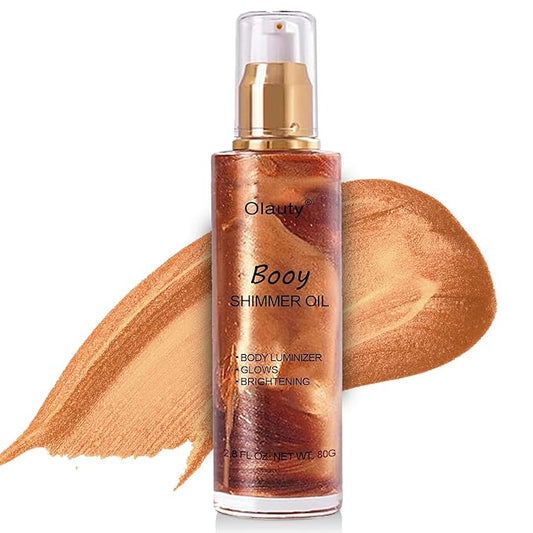 Shimmer Body Oil,Face and Body Liquid Luminizer,Waterproof Moisturizing Light Shimmer Glow Illuminator,Smooth Body Shimmer,Liquid Highlighter Makeup (Bronze Gold)-VivaGrace Women