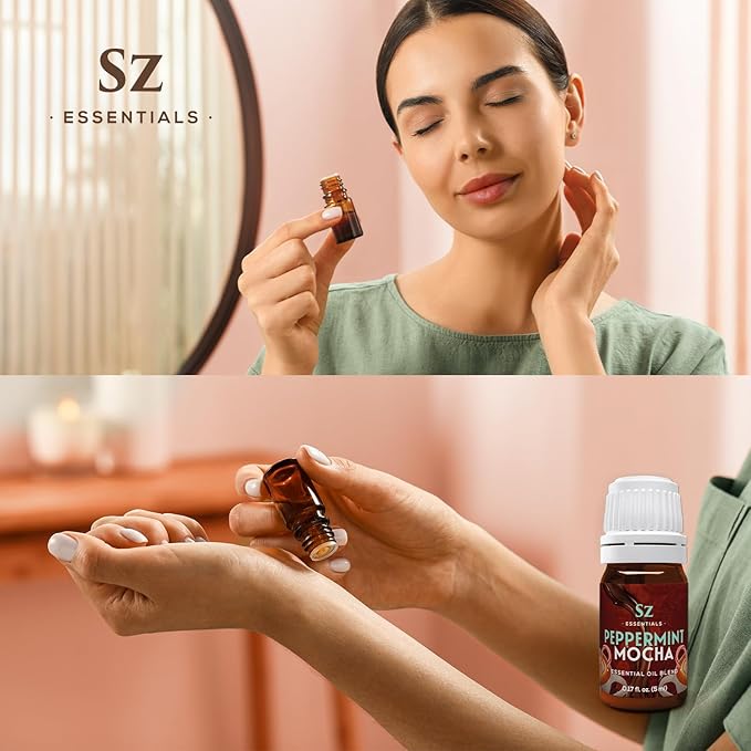 Peppermint Mocha Premium Essential Oil for Diffuser 100% Pure Essential Undiluted Oil - Extracted from Peppermint, Coffee, Cocoa with Vanilla Overtones - Plant Based - 0.17 Fl Oz (5ml)-VivaGrace Women