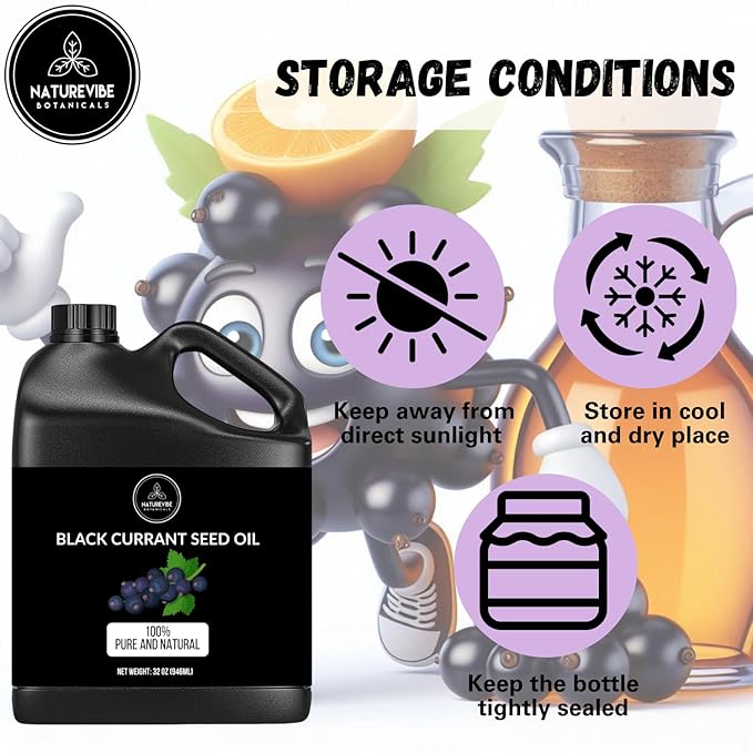 Naturevibe Botanicals Black Currant Oil 32 Ounces | 100% Pure and Natural | Great for Skin Care and Hair Care-VivaGrace Women