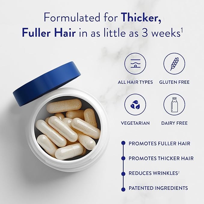 Routine Wellness Hair Growth Supplement - Clinically Proven for Thicker, Fuller Hair - Reduces Wrinkles, Fine Lines - Gluten Free, Ideal for Women & Men with Thinning Hair - 2 Bottles, 60 Day Supply-VivaGrace Women