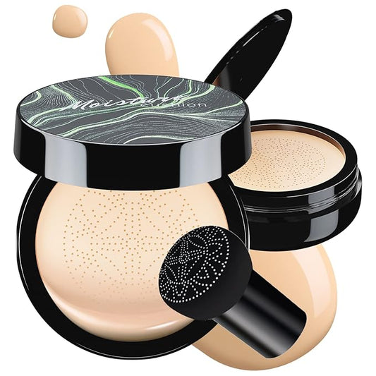 Mushroom Head Air Cushion CC Cream - BB Cream Foundation Makeup Moisturizing Concealer Long-Lasting, Cushion Foundation Full Coverage Self Adjusting for Mature Skin & All Skin Types(Ivory)-VivaGrace Women