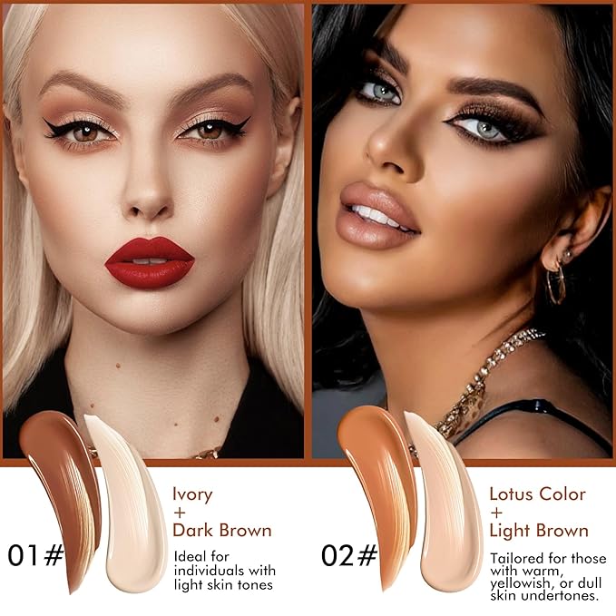 4 Colors Cream Contour, Stick Palette, Contouring Concealer, Stick Primer, Face Makeup Kit for Beginners, Cream Concealer and Highlight Stick(#1+2)-VivaGrace Women