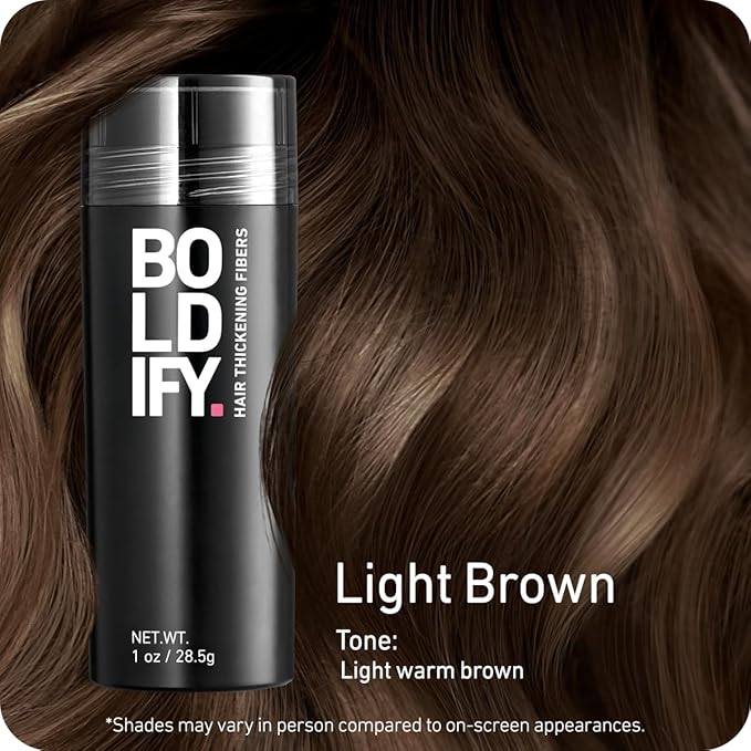 BOLDIFY Hair Fibers (28.5g) - Fill In Thinning and Fine Hair for an Instantly Fuller, Thicker Look - 14 Shades for Women & Men - Light Brown-VivaGrace Women