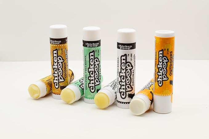 Chicken Poop Lip Balm Simone Chickenbone 100% Natural Moisturizer for Dry, Chapped Lips, Combo (Original, Mint, Outdoors with SPF 30, Coconut), 4 Pack-VivaGrace Women