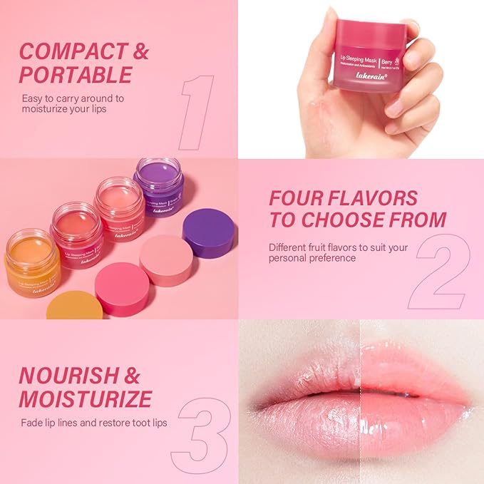 Lip Mask Sleeping,Nourish Hydrate Lip Mask,Lip Oil,Lip Balm, Lip Skin Care,Hydrating, Moisturizing Lip Lines Night Sleep Anti-chapped Lip Cream (Berry)-VivaGrace Women