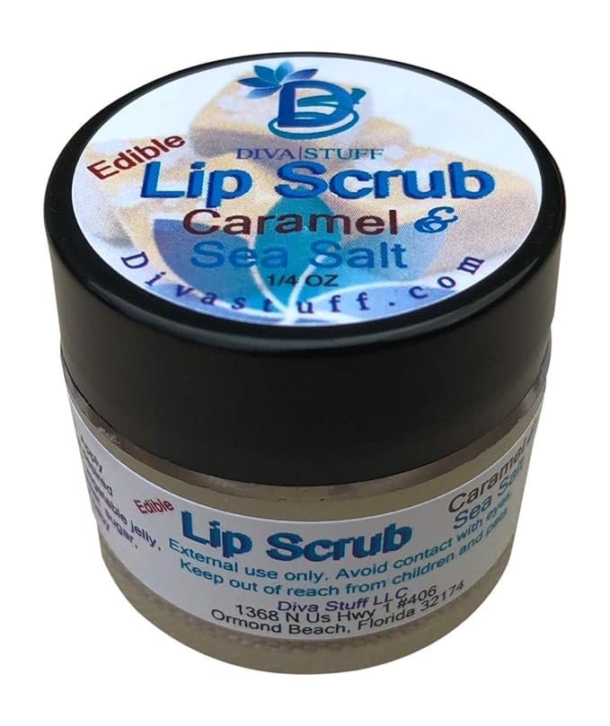 Diva Stuff Ultra Hydrating Lip Scrub for Soft Lips, Gentle Exfoliation, Moisturizer & Conditioner, Caramel & Sea Salt – ¼ oz (Made in the USA)-VivaGrace Women