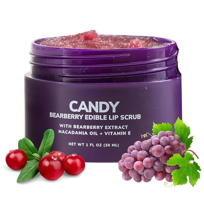Minimo Candy Lip Exfoliator Scrub & Moisturizer - Lip Scrubber Exfoliator- Lip Brightening For Dark Lips Smoker| Removes Dead Skin from Dry Chapped Lips - Nourishes & Hydrates(1 oz) Grape Nectar-VivaGrace Women