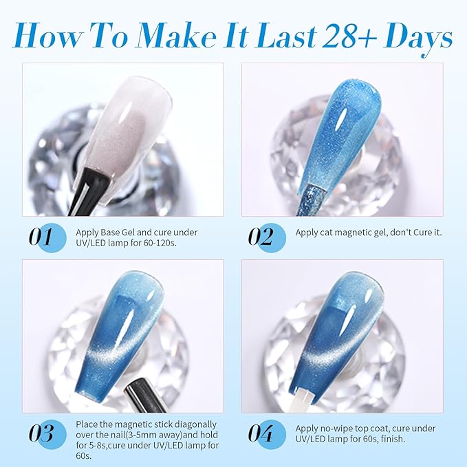 Born Pretty Gel Nail Polish Blue Series,Jelly Transparent,Cat Magnetic Eye,Shimmer Glitter Holographic Blue Gel Polish Kit for Salon Manicure and Nail Art DIY at Home 6Colors-VivaGrace Women