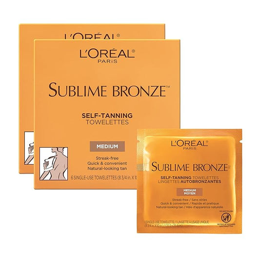 L'Oreal Paris Sublime Bronze Self Tanning Towelettes, Streak-Free, Natural Looking Tan, 6 ct-VivaGrace Women